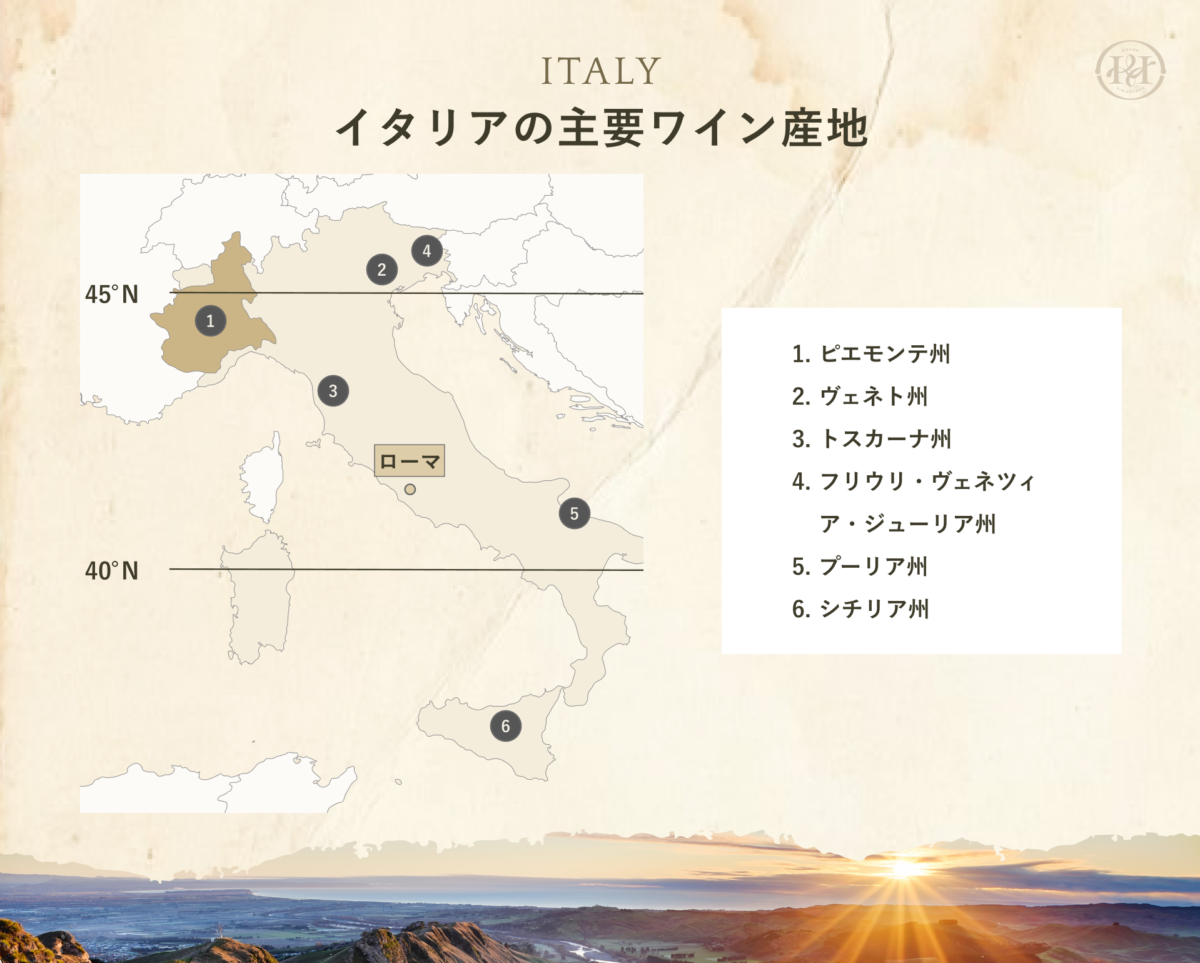 イタリアの主要ワイン産地